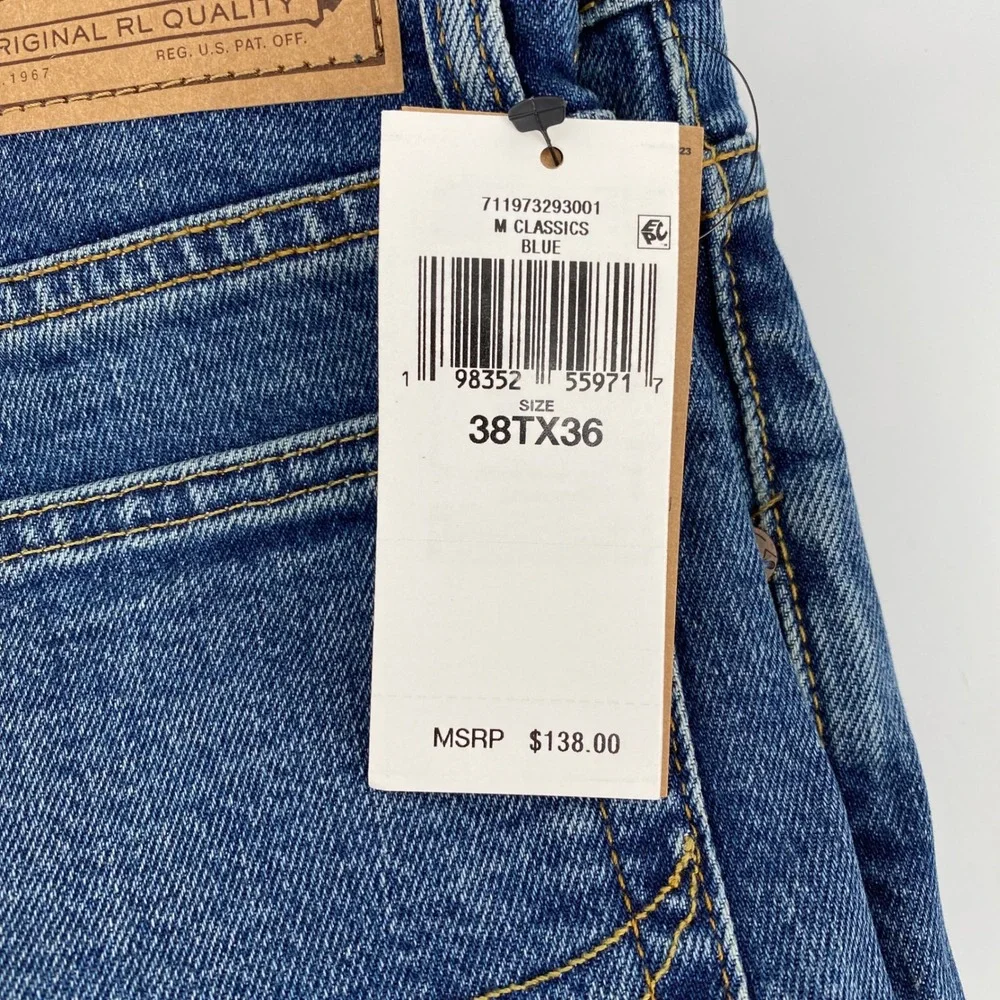 Polo Ralph Lauren Varick Slim Straight Jeans‎ Mens 38T x 36 Blue Tall Stretch